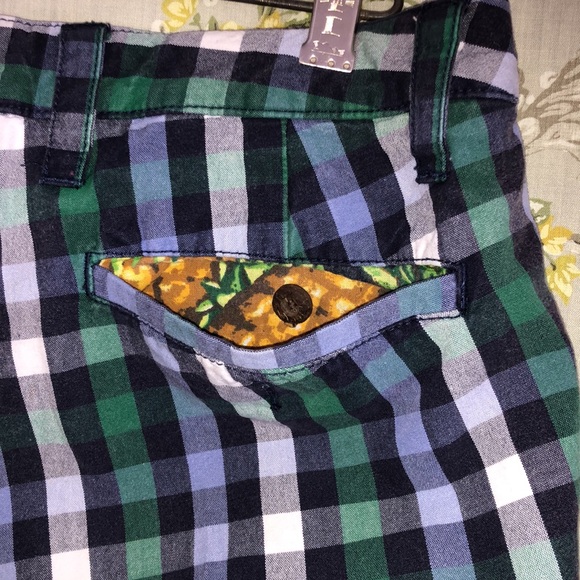 Tailor Vintage blue/green/white check print shorts size 30! - Picture 4 of 4